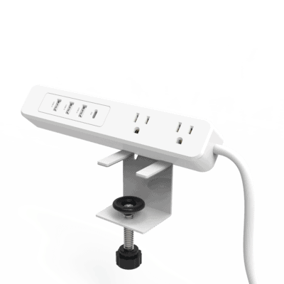 Multicontacto con Montaje para Escritorio / Carga Rápida para 65 W / 2 x Nema 5-15P / 3 x USB-A (5V @3A) / 1 x USB-C (65W)
