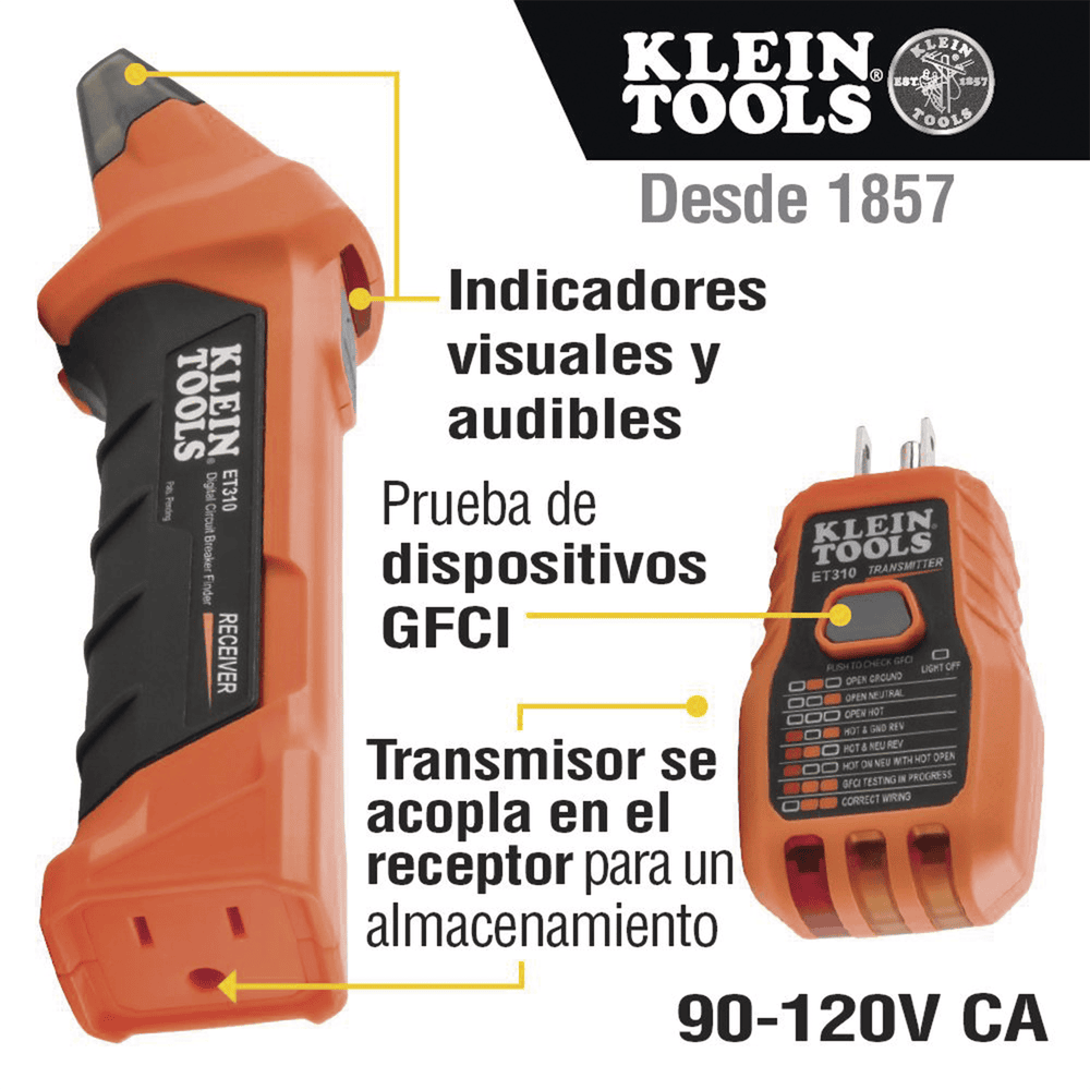 ET310-AD-3-l Detector Digital de Cortacircuitos de 120 Vca con Probador de Tomacorrientes GFCI. ET-310 7
