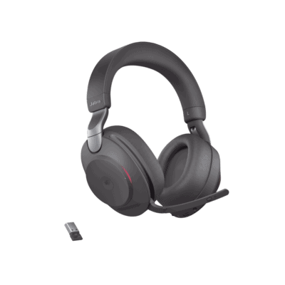 Jabra Evolve2 85, Auricular stereo versión MS con cancelación de ruido activa, dongle USB-A indicador de ocupado (Busylight)(28599-999-999)