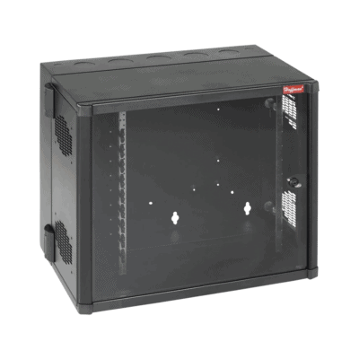 Gabinete AccessPlus de Montaje en Pared de 19in, Rieles Numerados y Roscados #10-32, Puerta con Ventana de Seguridad, 700 mm de Ancho, 637 mm de Profundidad, 26 UR, Color Negro