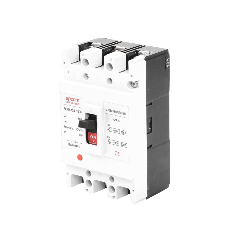 FEM11253P63A-AD-2-l Protección Térmica 3P, 63A, Corriente Alterna 690 V CA Trifásica. FEM11253P63A 2