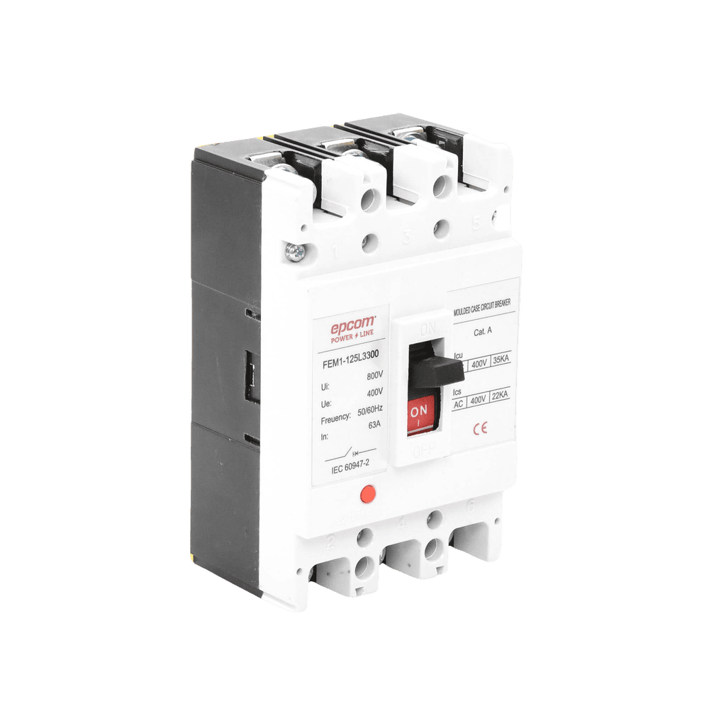 FEM11253P63A-AD-4-l Protección Térmica 3P, 63A, Corriente Alterna 690 V CA Trifásica. FEM11253P63A 4