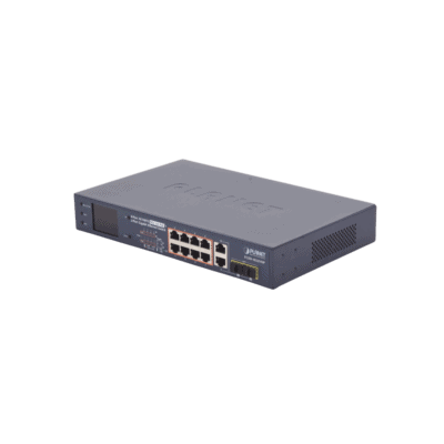 Switch PoE+ / Distancia 250 Metros / 8 Puertos + 2 Combo TP/SFP Gigabit y Pantalla LCD Para Monitoreo