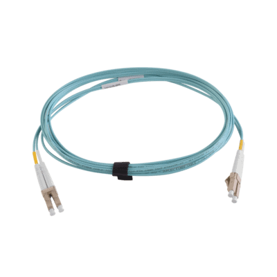 Jumper de Fibra Óptica Multimodo 50/125 XGLO OM3, LC-LC Duplex, OFNR, Color Aqua, 3 Metros (9.84 Pies)
