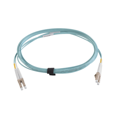 Jumper de Fibra Óptica Multimodo 50/125 XGLO OM4, LC-LC Duplex, OFNR, Color Aqua, 2 Metros (6.56 Pies)