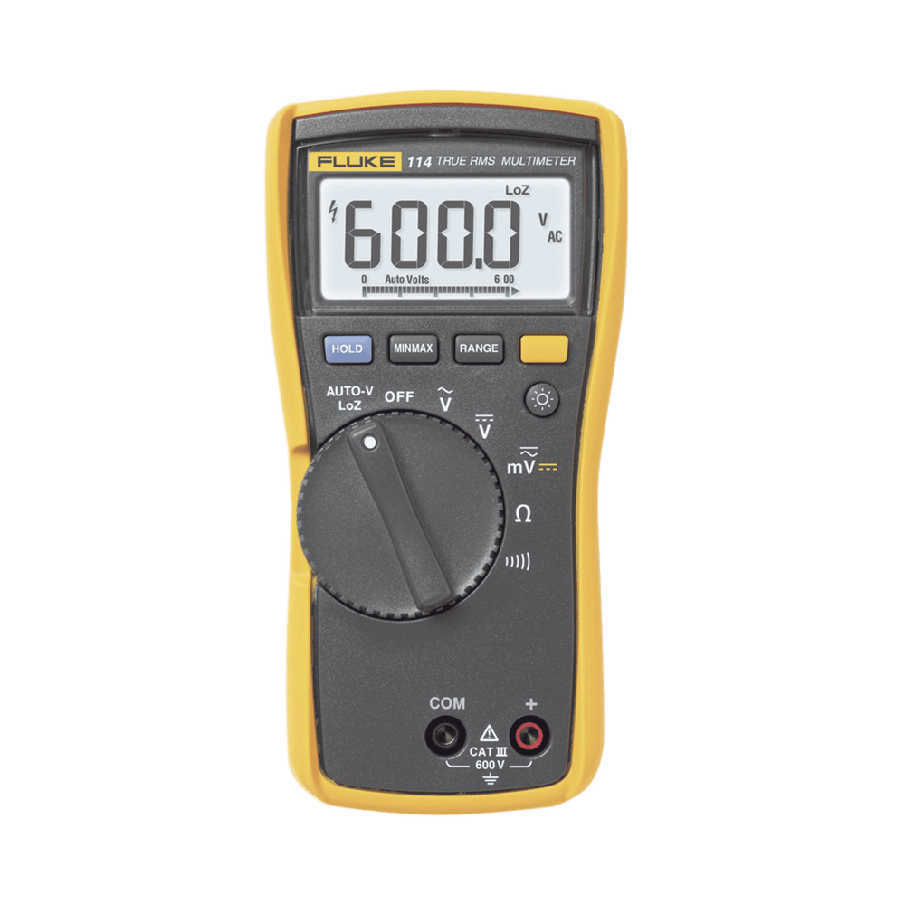 FLUKE114-l Multímetro Digital Básico para Electricista, Uso con Voltaje Máximo de 600 V y Pantalla LED Retroiluminada FLUKE-114 1