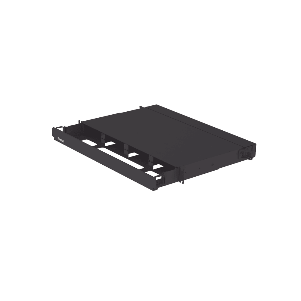 FRE1UBL-l Panel de Distribución de Fibra Óptica, Acepta 4 Placas FAP o FMP, Bandeja Deslizable, Hasta 96 Fibras, Color Negro, 1UR FRE1UBL 1