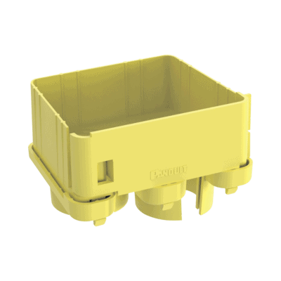 Tapa con 2 Salidas a Tubo de 1.5in (38mm), Para uso con Canaletas 4X4 FiberRunner™, Color Amarillo