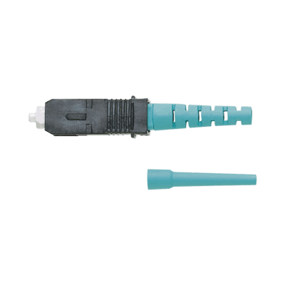 Conector de Fibra Óptica SC Simplex OptiCam, Multimodo 50/125 OM3/OM4, Pre-pulido, Color Aqua