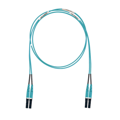 Jumper de Fibra Optica Multimodo 50/125 OM3, LC-LC Duplex, LSZH (Cero Halógenos), Color Aqua, 1 Metro (3.28 Pies)