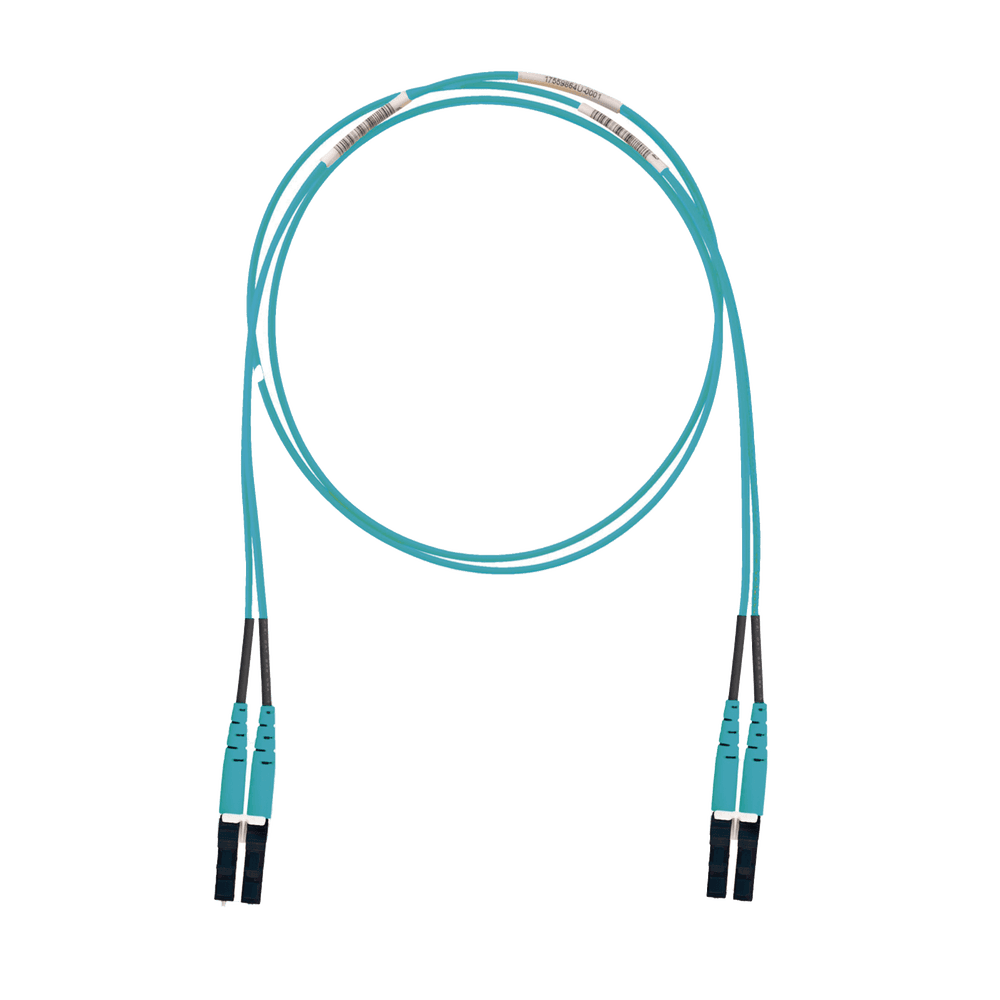 FX2ELLNLNSNM001-l Jumper de Fibra Optica Multimodo 50/125 OM3, LC-LC Duplex, LSZH (Cero Halógenos), Color Aqua, 1 Metro (3.28 Pies) FX2ELLNLNSNM001 1