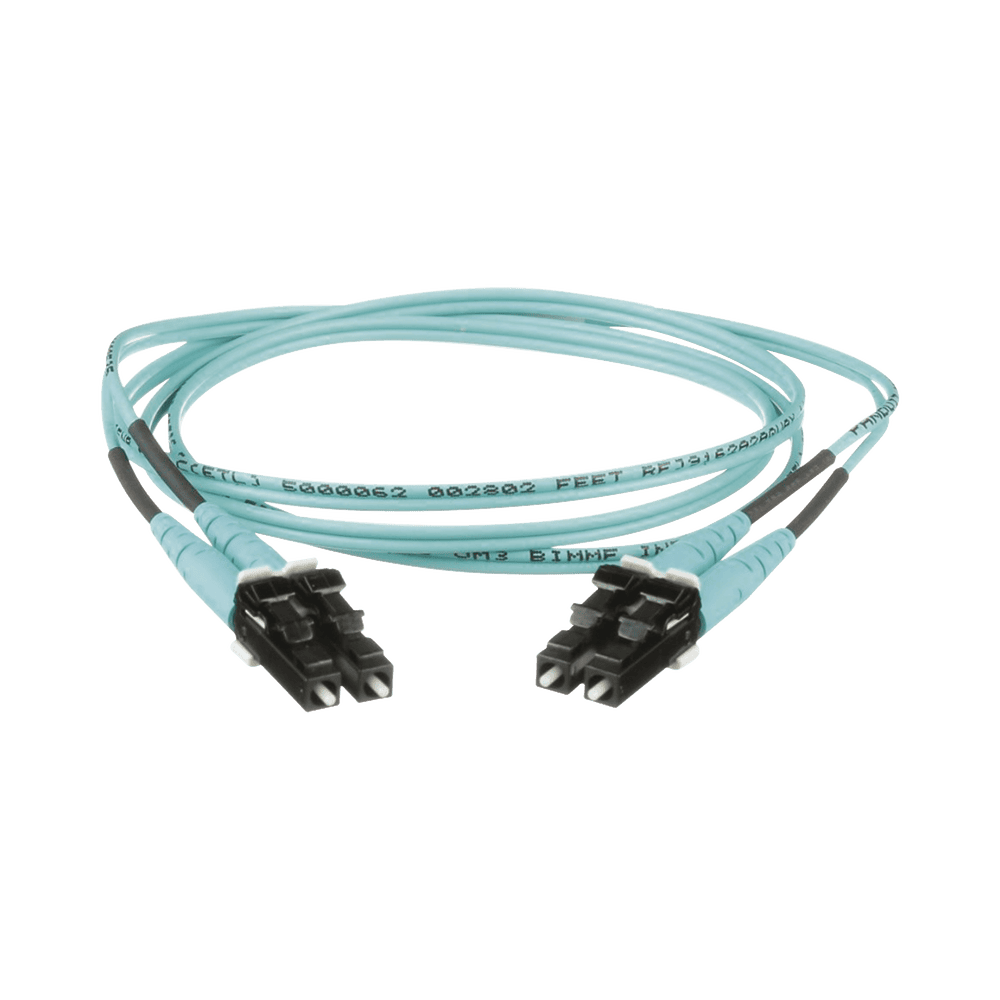FX2ERLNLNSNM001-l Jumper de Fibra Optica Multimodo 50/125 OM3, LC-LC Duplex, OFNR (Riser), Color Aqua, 1 Metro (3.28 Pies) FX2ERLNLNSNM001 1