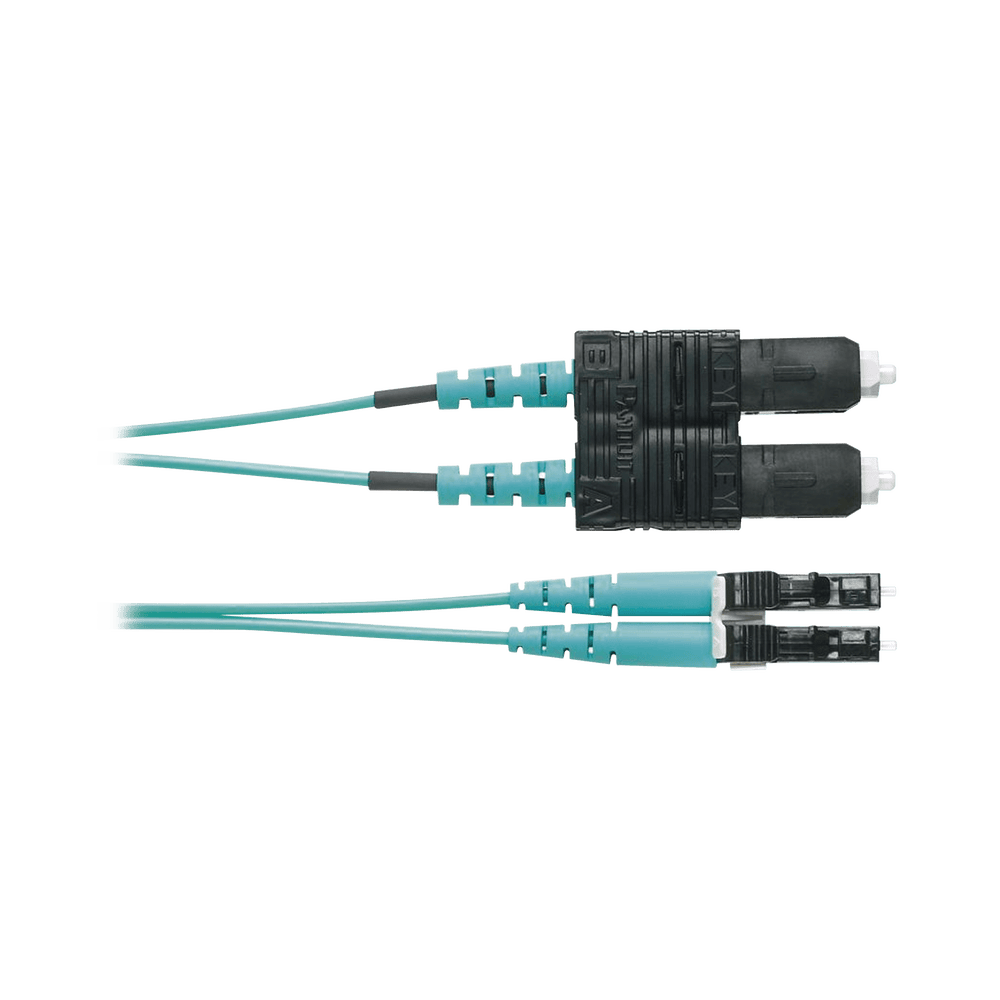 FZ2ERLNSNSNM002-l Jumper de Fibra Optica Multimodo 50/125 OM4, LC-SC Duplex, OFNR (Riser), Color Aqua, 2 Metros (6.56 Pies) FZ2ERLNSNSNM002 1