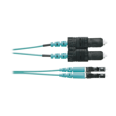 Jumper de Fibra Optica Multimodo 50/125 OM4, LC-SC Duplex, OFNR (Riser), Color Aqua, 3 Metros (9.84 Pies)