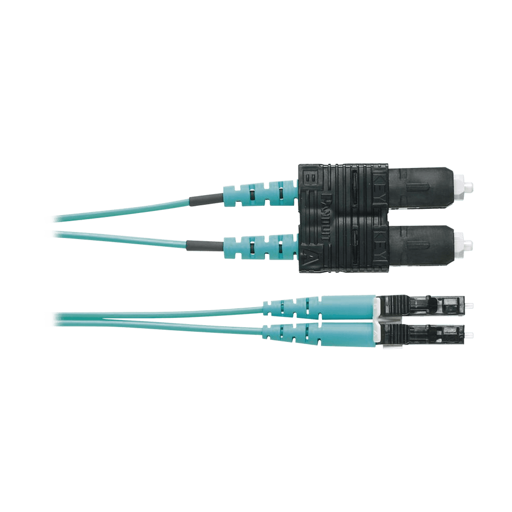 FZ2ERLNSNSNM003-l Jumper de Fibra Optica Multimodo 50/125 OM4, LC-SC Duplex, OFNR (Riser), Color Aqua, 3 Metros (9.84 Pies) FZ2ERLNSNSNM003 1