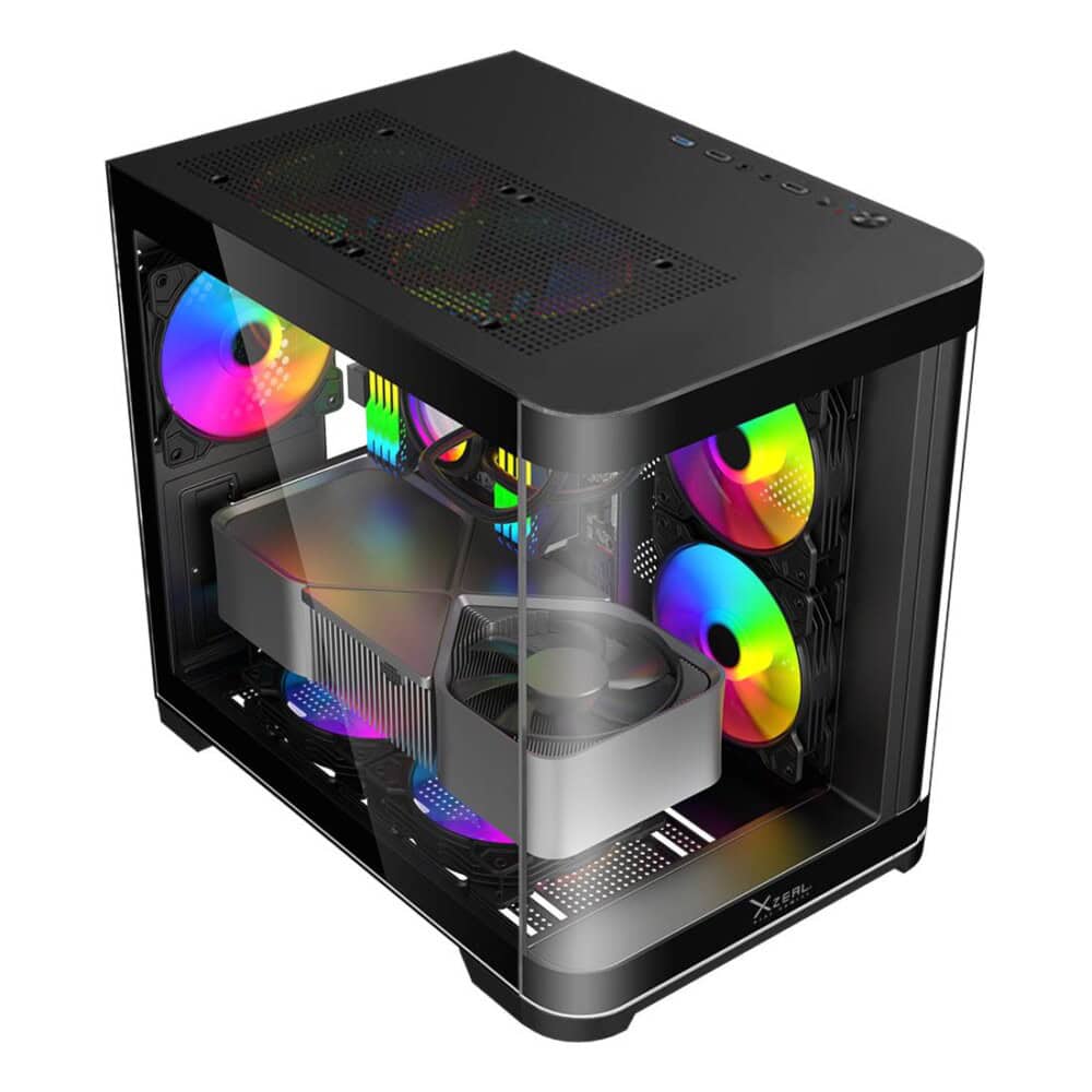 Gabinete Curvo Xzeal M-ATX/ITX 2x USB 2.0 + 1x USB 3.0 + 3.5 mm + 3 Ventiladores RGB Negro 8