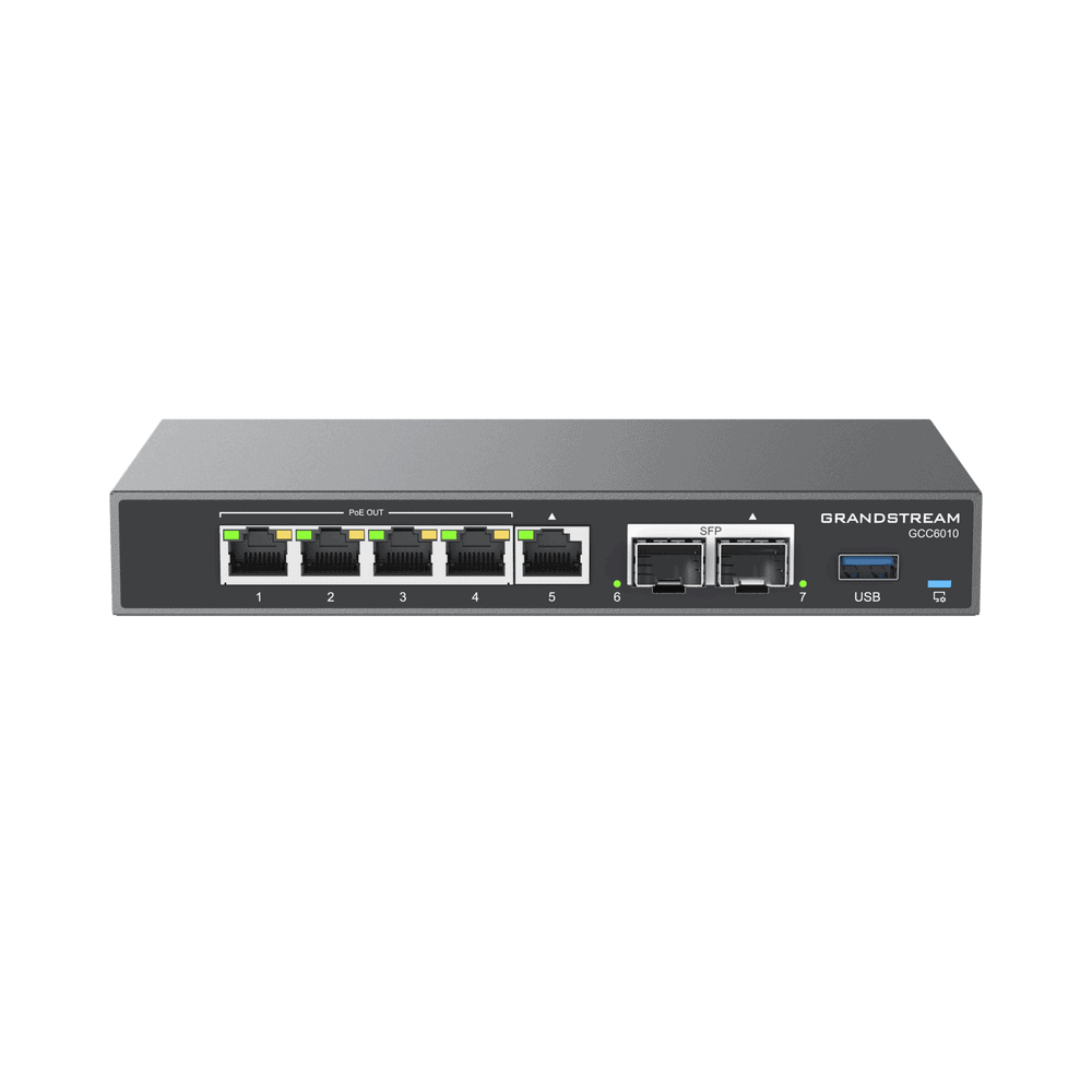 GCC6010-AD-2-l 4 en 1: Firewall Nueva Generación, Router, PBX IP, Switch Gigabit de 5 Puertos (4 PoE) y 2 Puertos SFP 2.5 Gigabit GCC6010 6