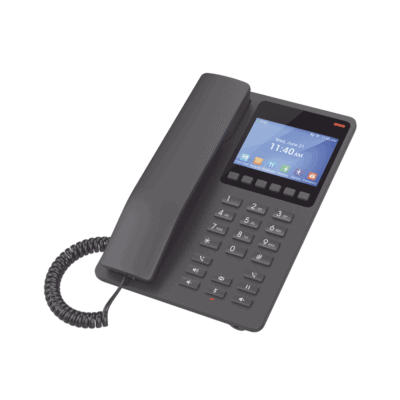 Teléfono IP Hotelero con pantalla LCD a color, 2 líneas SIP con 2 cuentas, codec Opus, IPV4/IPV6, color negro, con gestión en la nube GDMS
