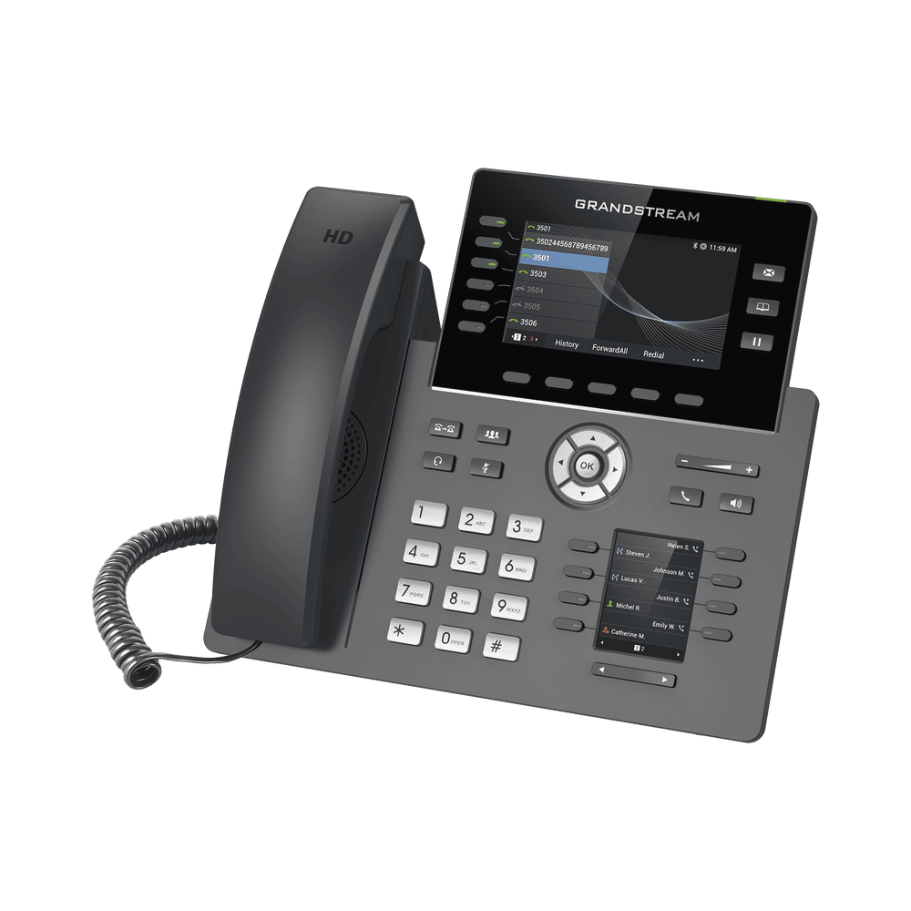 GRP2616-AD-1-l Teléfono IP Wi-Fi, Grado Operador, 6 líneas SIP con 6 cuentas, pantalla a color 4.3", puertos Gigabit, Bluetooth, PoE, codec Opus, IPV4/IPV6 con gestión en la nube GDMS GRP-2616 2