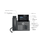 Teléfono IP Wi-Fi, Grado Operador, 6 líneas SIP con 6 cuentas, pantalla a color 4.3", puertos Gigabit, Bluetooth, PoE, codec Opus, IPV4/IPV6 con gestión en la nube GDMS GRP2616-AD-4-l
