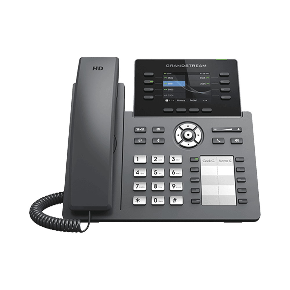 GRP2634-FRENTE-l Teléfono IP Wi-Fi, Grado Operador, 8 líneas SIP con 4 cuentas, pantalla a color 2.8", puertos Gigabit, Bluetooth, PoE, codec Opus, IPV4/IPV6 con gestión en la nube GDMS GRP2634 2