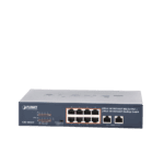 Switch de Escritorio No Administrable / 8 Puertos 10/100/1000T PoE+ 802.3at / 2 Puertos Uplink 10/100/1000T / Presupuesto PoE 120 Watts / Modos Estándar, VLAN y Extend / Distancia Extendida 250 mts / Rackeable GSD1008HP-AD-4-l