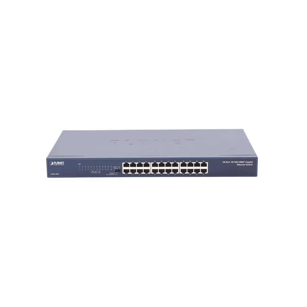 GSW2401-l Switch No Administrable Gigabit de 24 Puertos 10/100/1000 Mbps, Con Modo Extendido Para Envió de Datos de Hasta 200 m GSW-2401 1