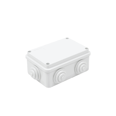Caja Estanca de PVC Para Derivación y Conexión, 6 Entradas, Tapa Atornillada, 120x80x50 mm (Área interna), Uso Exterior IP55, Material que no Propaga el Fuego y Libre de Hálogenos
