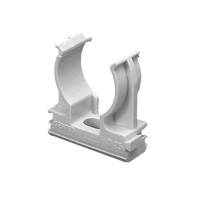 Soporte de presión (Abrazadera), PVC Auto-extinguible, abierto para tubería de 50 mm