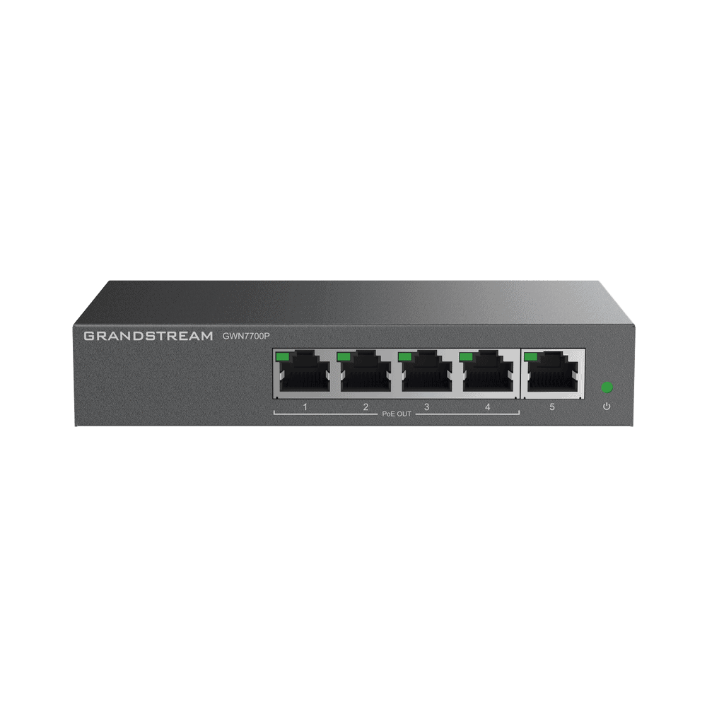 GWN7700P-l Switch PoE+ Gigabit No Administrable / 5 puertos 10/100/1000 Mbps / 4 puertos PoE+ / hasta 60W GWN7700P 1