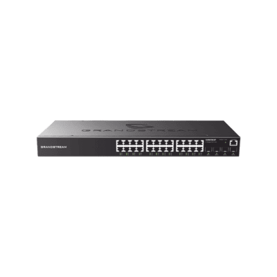 Switch Gigabit PoE+ Administrable / 24 puertos 10/100/1000 Mbps + 4 Puertos SFP Uplink / Hasta 360W / Compatible con GWN Cloud.