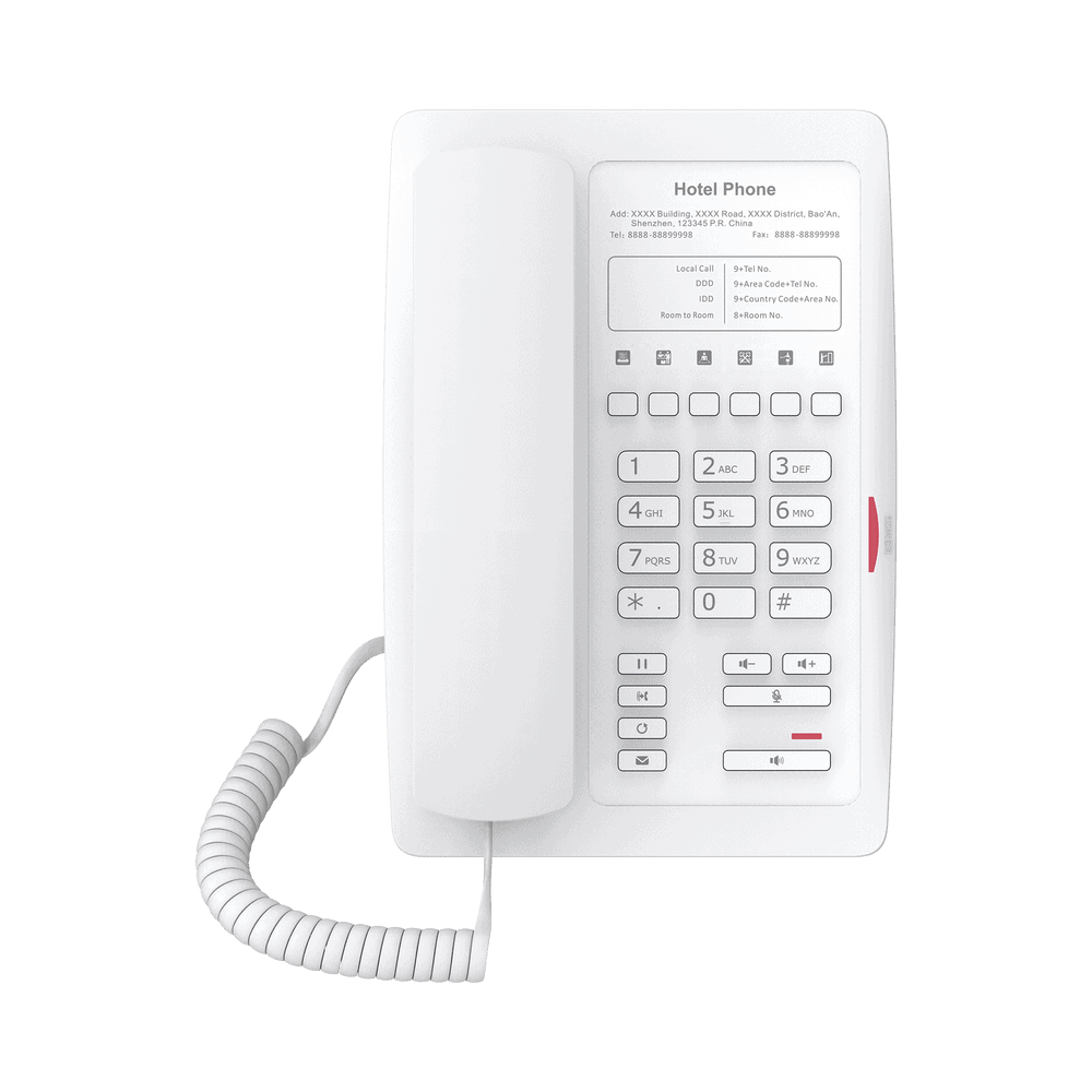 H3WW-l Teléfono IP WiFi para Hotelería, profesional con 6 teclas programables para servicio rápido (Hotline), plantilla personalizable con PoE H3WW 1