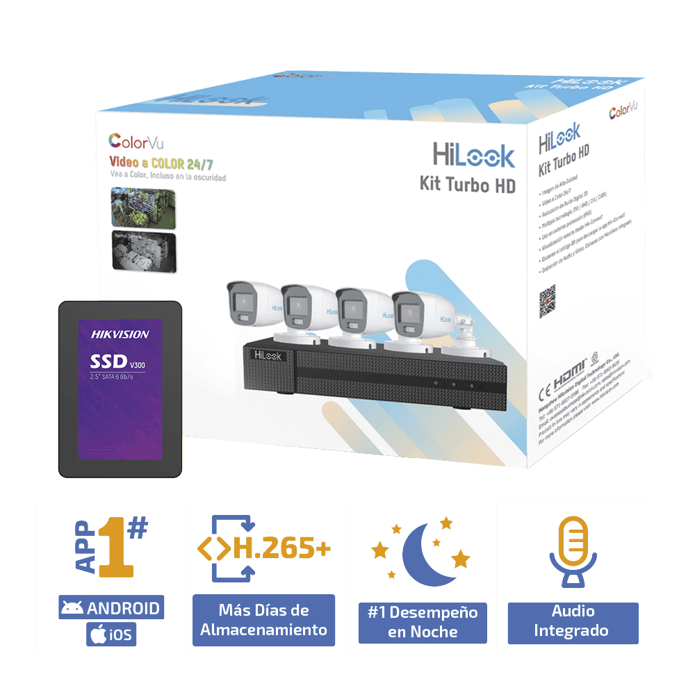 HL1080CV_A_1TB-LIST-l Kit TurboHD 1080p + SSD 1 TB / DVR 4 Canales / 4 Cámaras Bala ColorVu con Micrófono Integrado / Fuente de Poder / Accesorios de Instalación HL-1080-CV/A/1TB 2