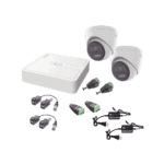 Kit HiLook Audio Bidireccional TurboHD 1080p / DVR 4 Canales / 2 Cámaras Turret (Exterior) con Bocina y Microfóno Integrado / 2 Fuentes de Poder / Accesorios HL1080P2ETWA-l