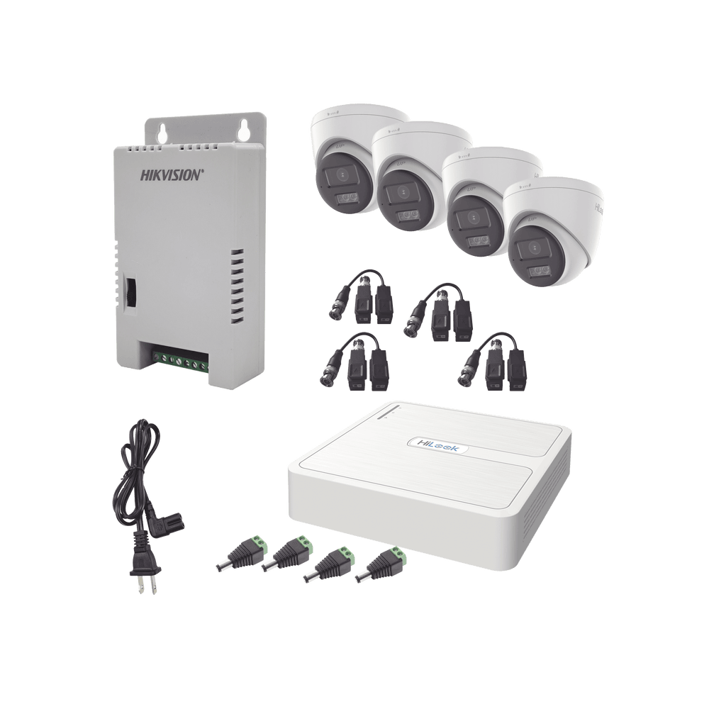 HL1080P4ETWA-l Kit HiLook Audio Bidireccional TurboHD 1080p / DVR 4 Canales / 4 Cámaras Eyeball (Exterior) con Bocina y Microfóno Integrado / 1 Fuente de Poder / Accesorios HL-1080P-4E-TWA 1