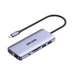 Hub (Adaptador) USB - C / 11 en 1 / 1 Salida HDMI (4K) / 2 Salida USB 2.0 / 2 Salidas USB 3.0 / 1 Salida VGA / 1 Salida SD (Memoria SD) / 1 Salida TF (Micro SD) / 1 Salida de Audio (8 - 48 KHz) / 1 Salida RJ45 / 1 Entrada USB - C (Carga Rapida) HSHUBDS11-AD-2-l