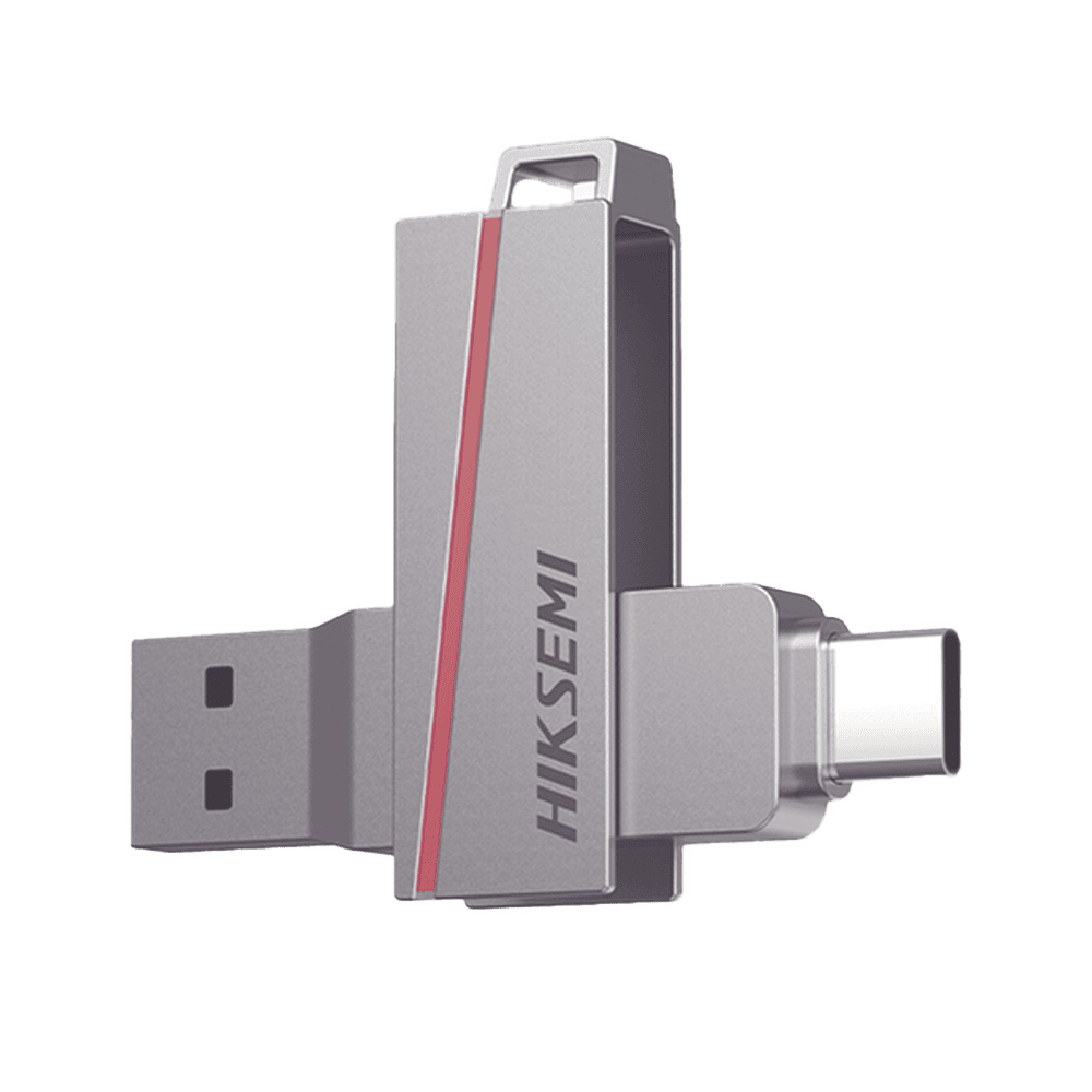 HSUSBE307C_128G-l Memoria USB Dual de 128 GB / USB-C y USB-A / Transferencia de Alta Velocidad / Metálica / Compatible con Dispositivos Móviles, Windows, Mac y Linux HS-USB-E307C/128G 1
