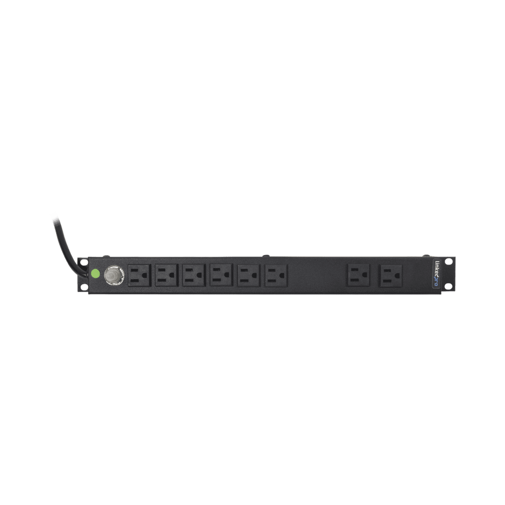 HTCM1U-l Multicontacto Horizontal (PDU) de 8 Contactos (NEMA 5-15R) Rack 19" 1UR. Voltaje Entrada/Salida: 120Vca/15A HTCM-1U 1