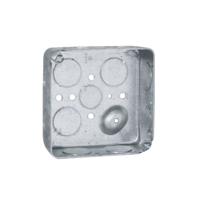 Caja Cuadrada 4 x 4"/Profundidad  1- 1/2"/ 11 Entradas de 3/4" y 1 de 1/2".