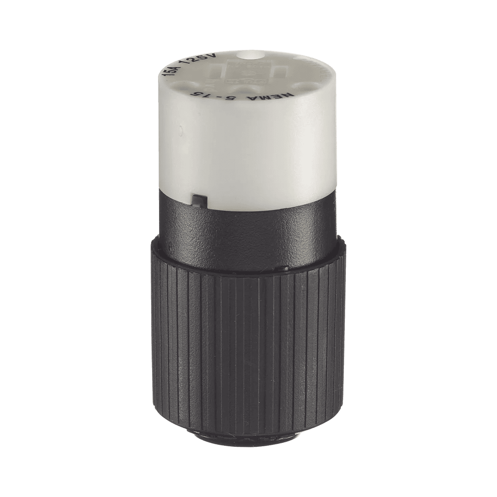HUBBRY5269NC-l Conector de 15 A 125 V CA/ 2 Polos 3 Hilos/ Grado Industrial/ Color Blanco y Negro/ NEMA 5-15R. HUB-BRY-5269-NC 1