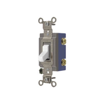 Interruptor de Palanca 15 A 120-277 V CA/ Unipolar / Grado Industrial/ Uso Extra Pesado / Cableado Lateral y Posterior / Color Blanco.