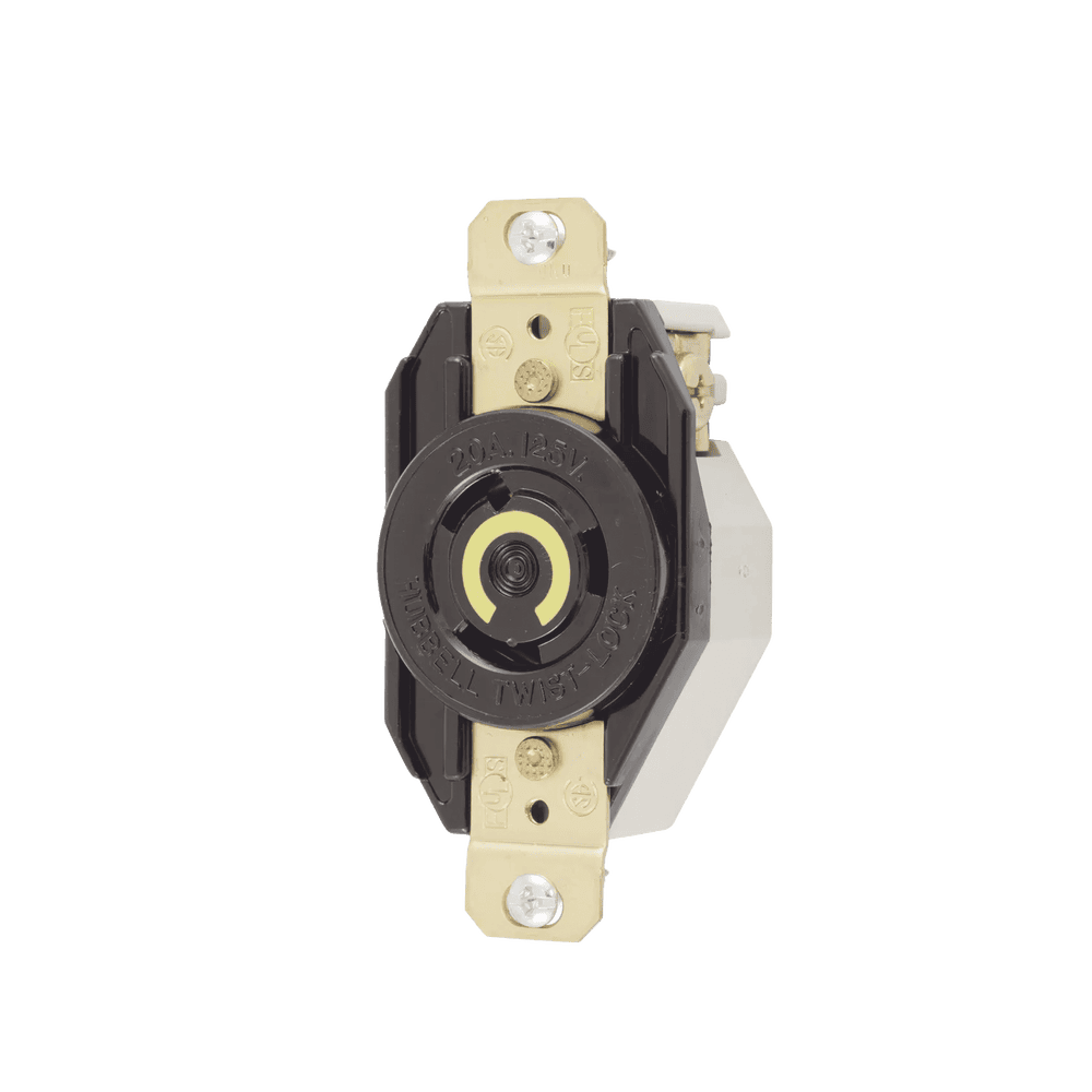 HUBHBL2310-l Receptáculo de Media Vuelta Industrial para Empotrar de 20 A 125 V CA 2 Polos 3 Hilos (Nema L5-20R). HUB-HBL2310 1