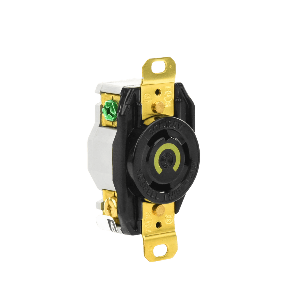 HUBHBL2610-AD-1-l Receptáculo de Media Vuelta Industrial 30 A 125 V CA 2 Polos 3 Hilos (Nema L5-30R) Color Negro. HUB-HBL-2610 2