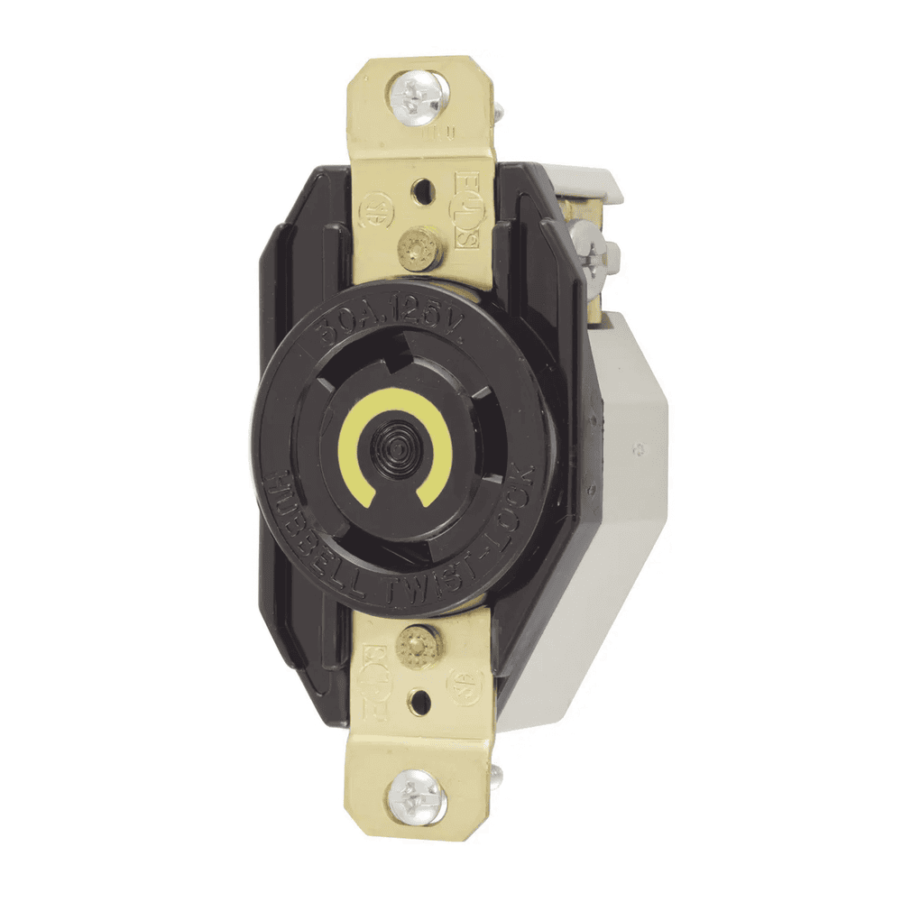 HUBHBL2610-l Receptáculo de Media Vuelta Industrial 30 A 125 V CA 2 Polos 3 Hilos (Nema L5-30R) Color Negro. HUB-HBL-2610 1