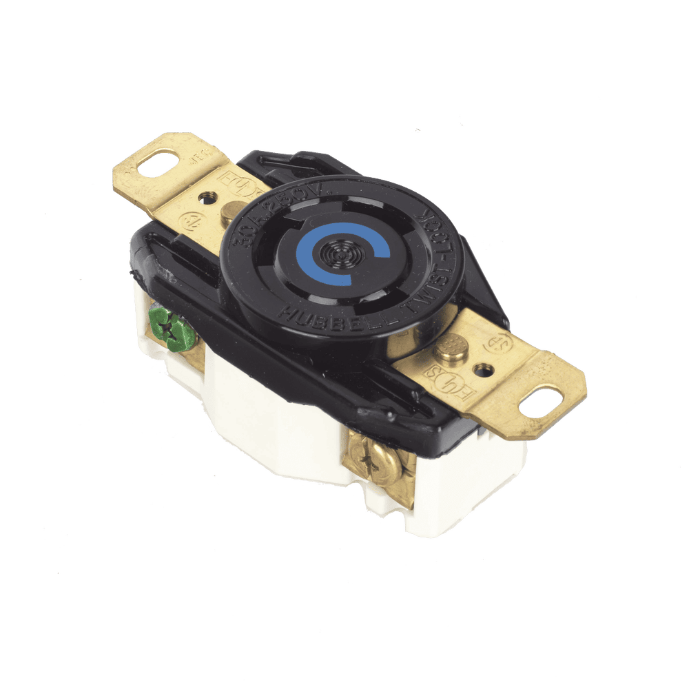 HUBHBL2620-AD-1-l Receptáculo de Media Vuelta Industrial 30 A 250 V CA 2 Polos 3 Hilos (Nema L6-30R) Color Negro. HUB-HBL-2620 2