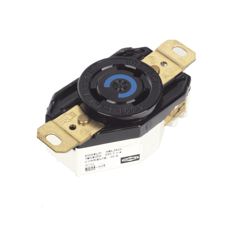 HUBHBL2620-AD-3-l Receptáculo de Media Vuelta Industrial 30 A 250 V CA 2 Polos 3 Hilos (Nema L6-30R) Color Negro. HUB-HBL-2620 4