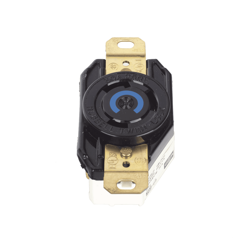HUBHBL2620-l Receptáculo de Media Vuelta Industrial 30 A 250 V CA 2 Polos 3 Hilos (Nema L6-30R) Color Negro. HUB-HBL-2620 1