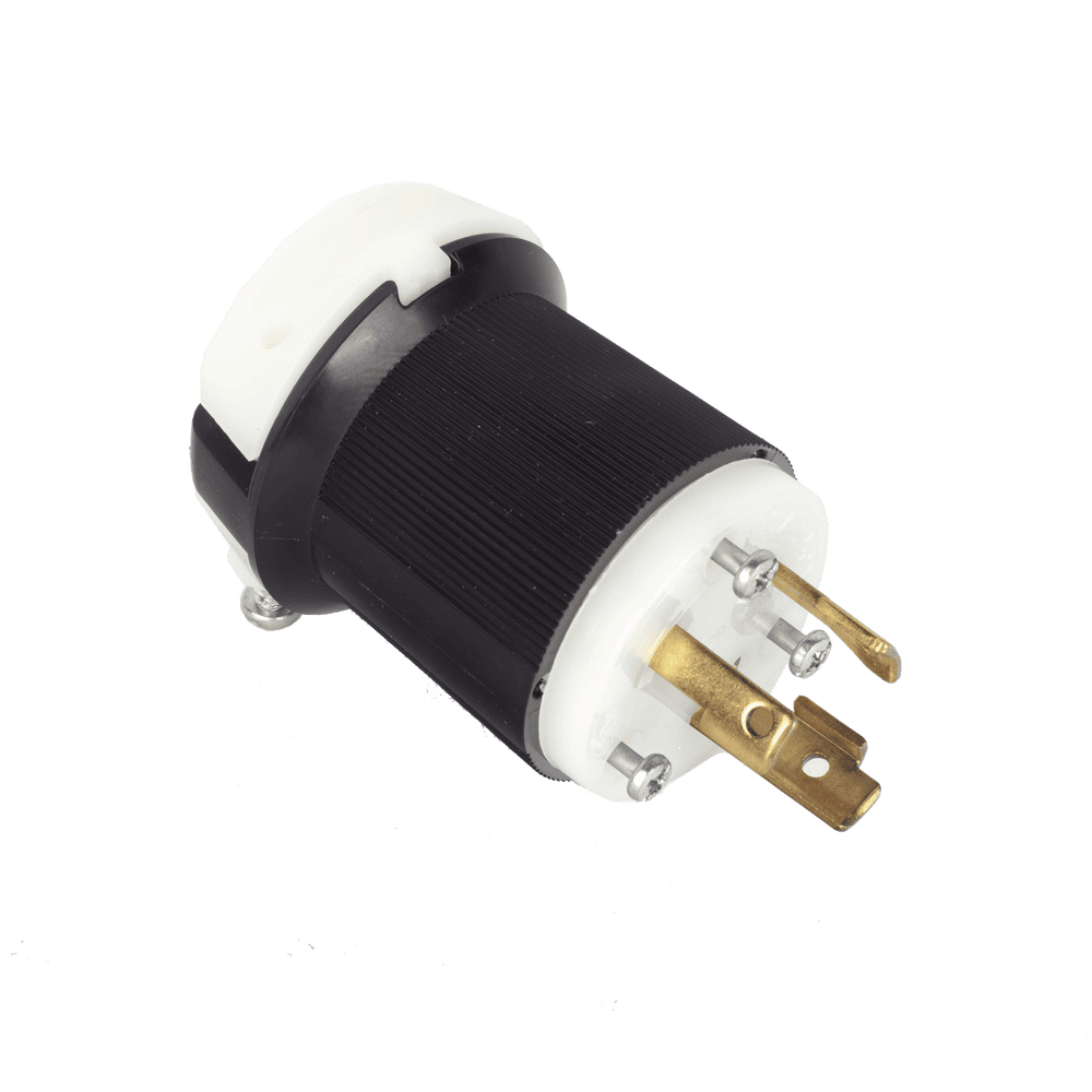 HUBHBL2621-AD-1-l Clavija Industrial con Bloqueo de Media Vuelta / 30 A 250 V CA / 2 Polos 3 Hilos / Color Blanco y Negro / Nema L6-30P. HUB-HBL-2621 2