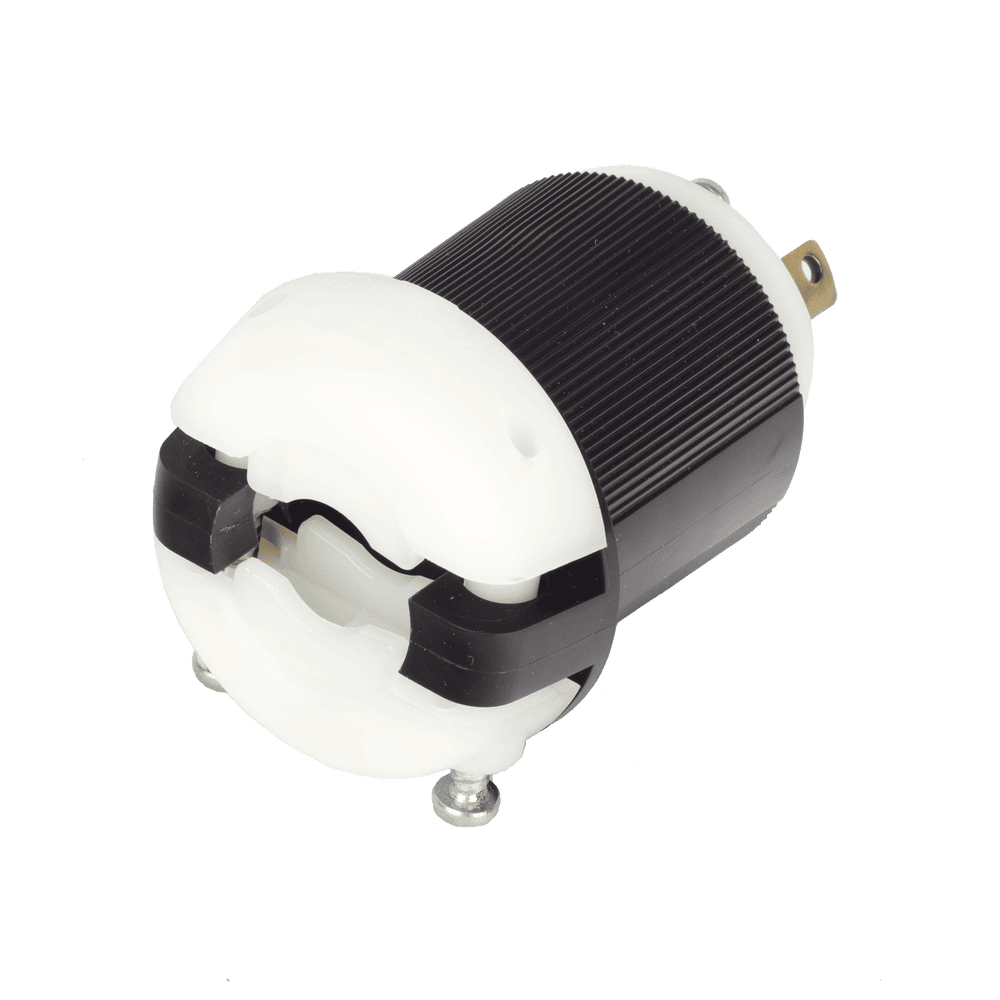 HUBHBL2621-AD-2-l Clavija Industrial con Bloqueo de Media Vuelta / 30 A 250 V CA / 2 Polos 3 Hilos / Color Blanco y Negro / Nema L6-30P. HUB-HBL-2621 3