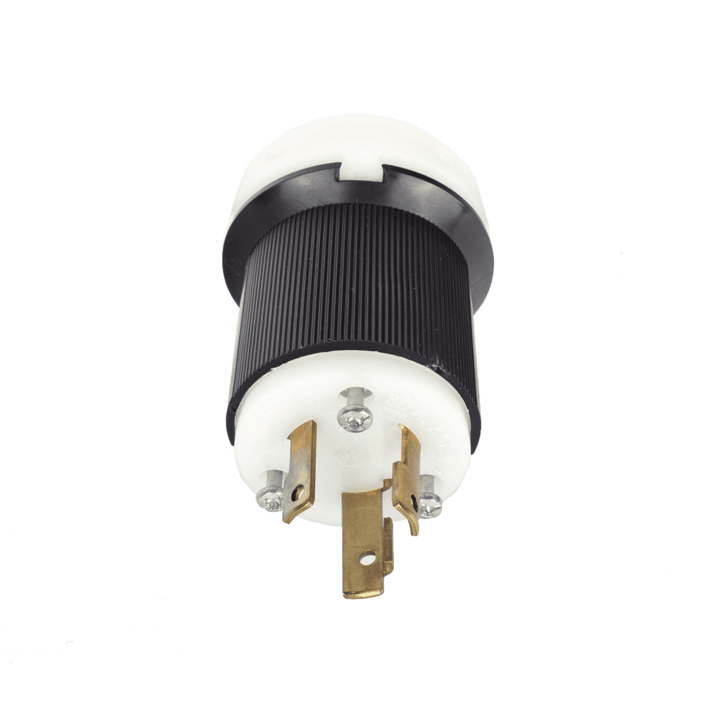 HUBHBL2621-l Clavija Industrial con Bloqueo de Media Vuelta / 30 A 250 V CA / 2 Polos 3 Hilos / Color Blanco y Negro / Nema L6-30P. HUB-HBL-2621 1